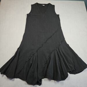 Oh My Gauze Tabasco Dress Size 1 Black Cotton Lagenlook Sleeveless V-Neck Cruise